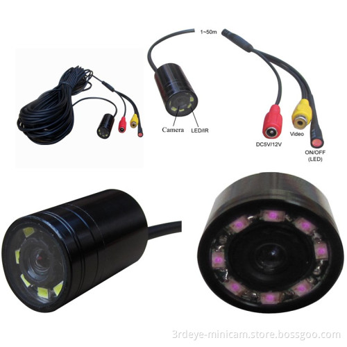 Day & Night 520tvl Mini IR CCTV Camera with 8 Irs; 90deg View Angle 1-50m Cable